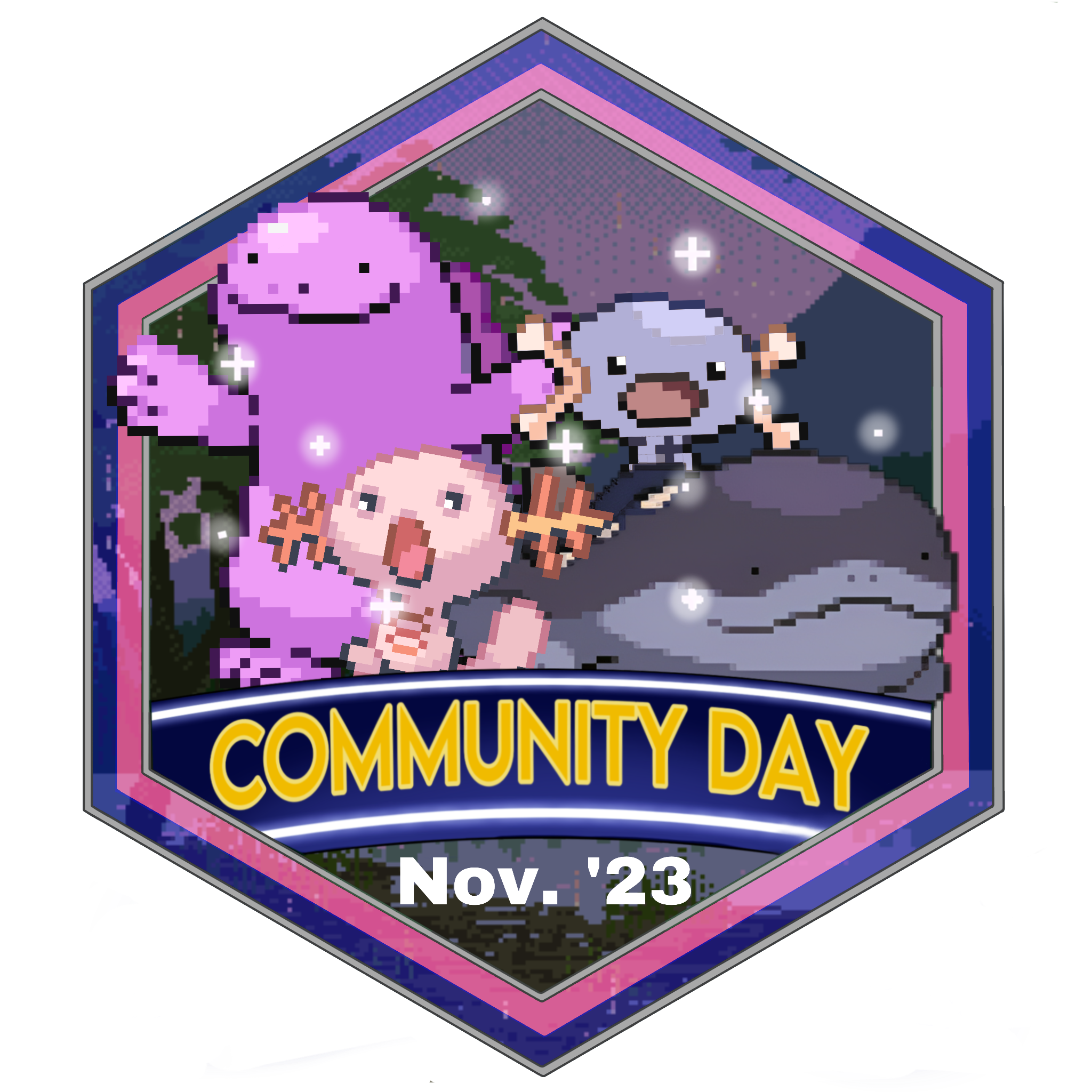 Wooper Community Day Hexagon Badge