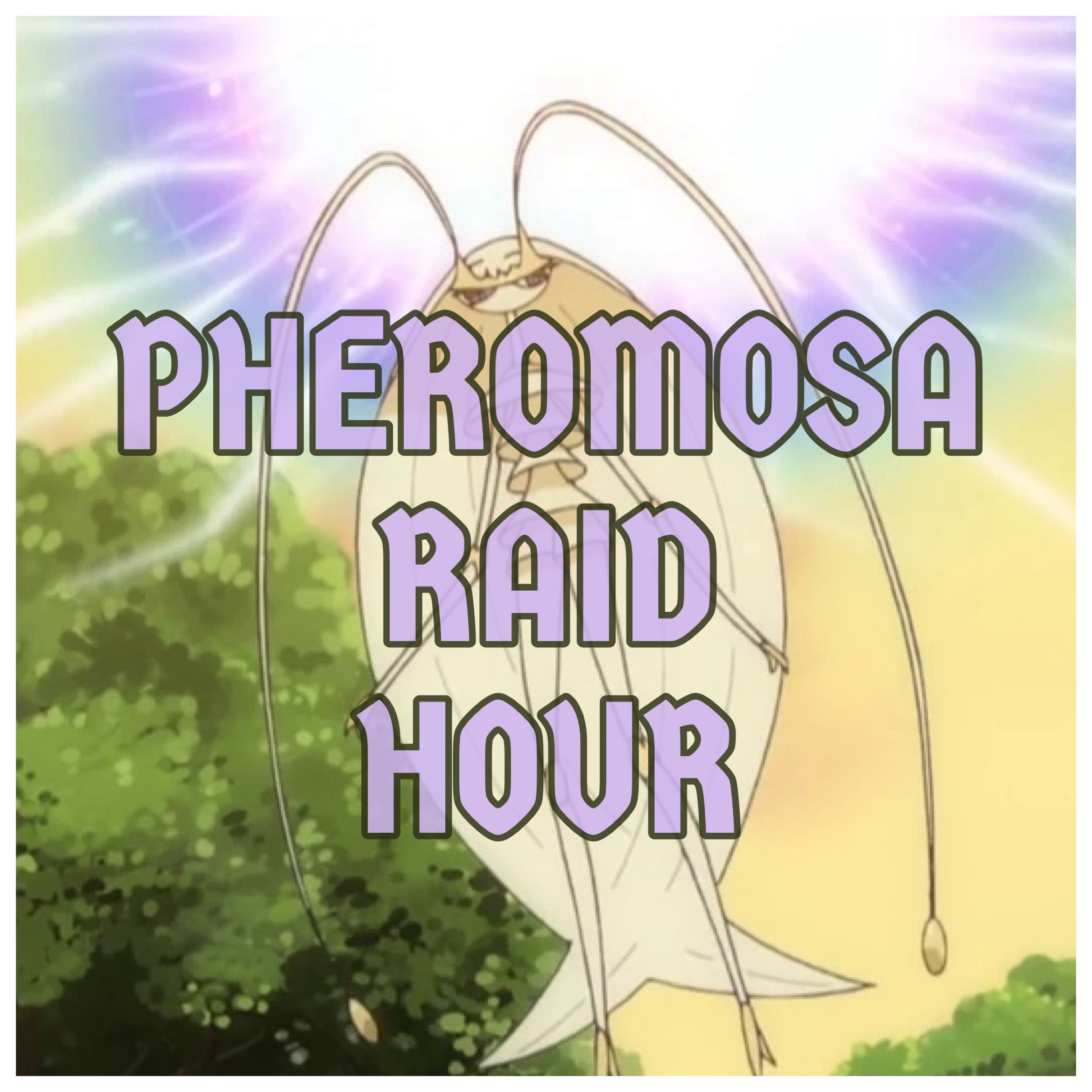 Buzzwole in the background, text on the foreground saying PHEROMOSA RAID HOUR